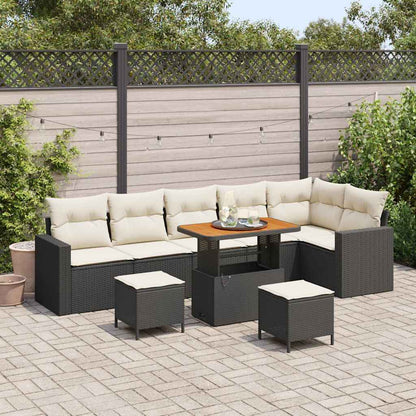 vidaXL Salon de jardin avec coussins 11 pcs Noir et crème Résine tressée