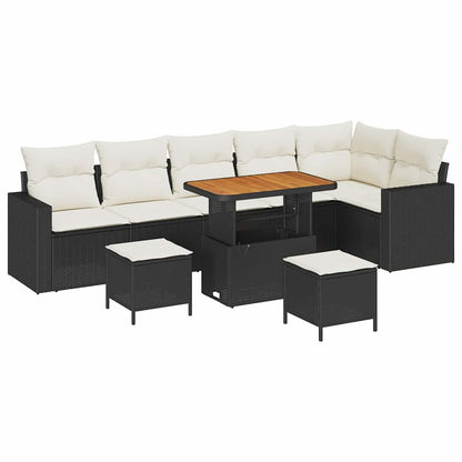 vidaXL Salon de jardin avec coussins 11 pcs Noir et crème Résine tressée
