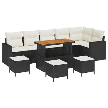vidaXL Gartensofa-set mit Kissen 12 pcs Schwarz und Creme Poly-Rattan