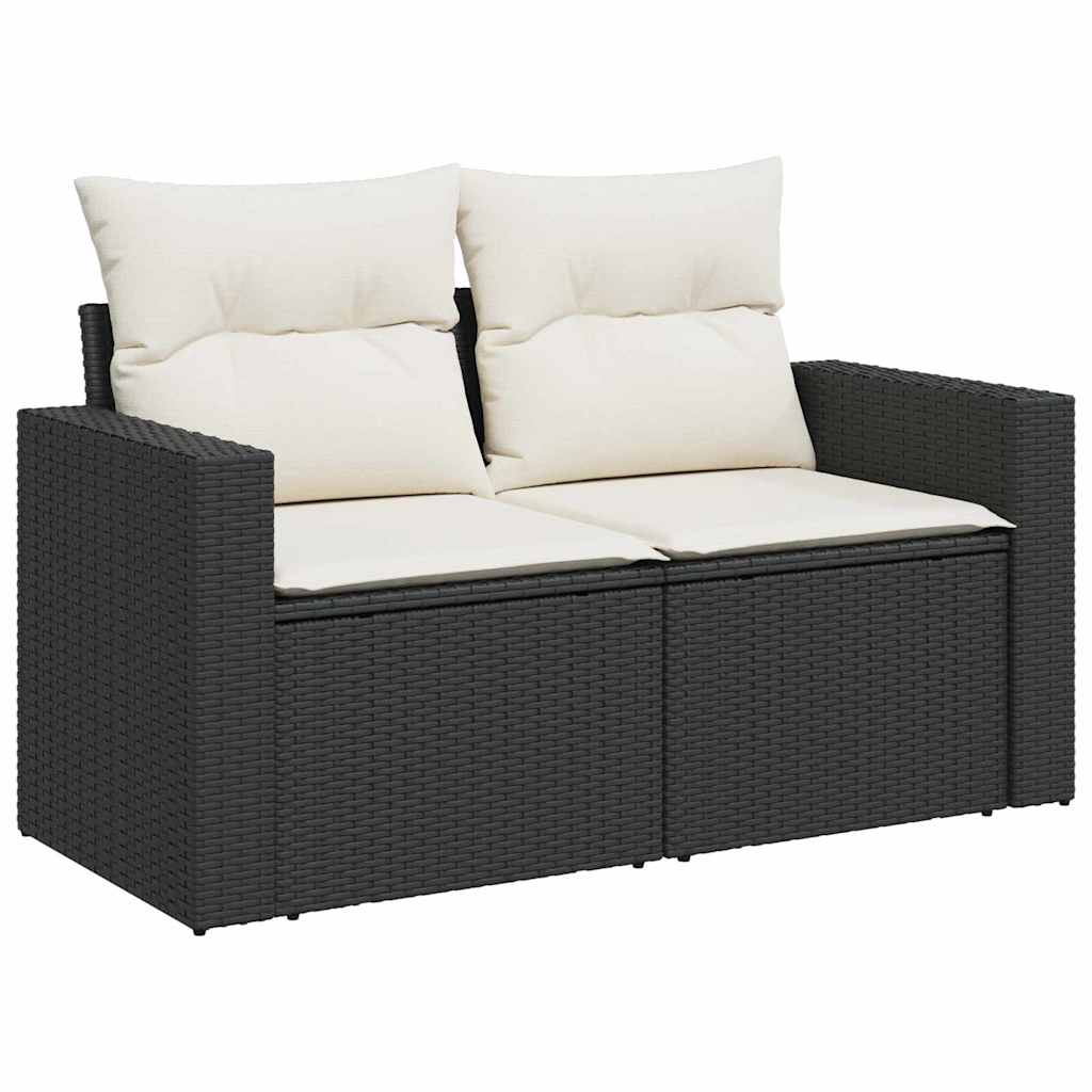 vidaXL Gartensofa-set mit Kissen 12 pcs Schwarz und Creme Poly-Rattan