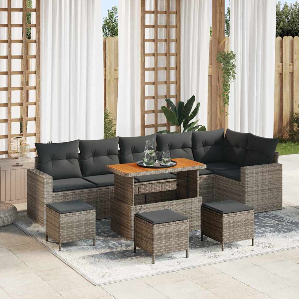 Gartensofa-set mit Kissen 12 pcs Grau Poly-Rattan