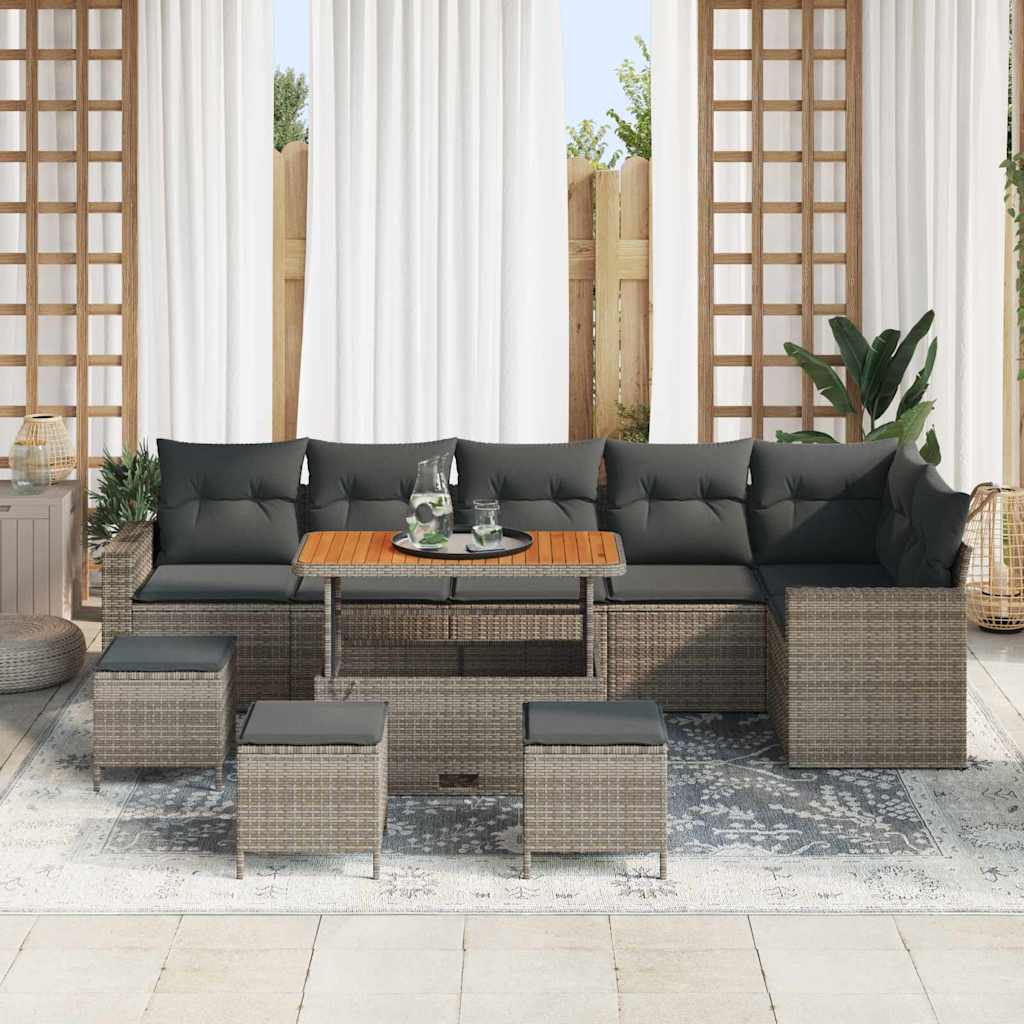 Gartensofa-set mit Kissen 12 pcs Grau Poly-Rattan