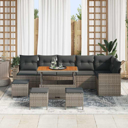 Gartensofa-set mit Kissen 12 pcs Grau Poly-Rattan