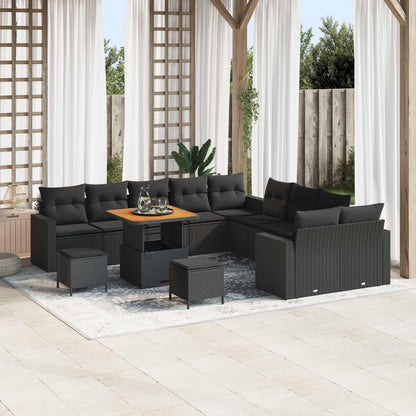 Gartensofa-set mit Kissen 17 pcs Schwarz Poly-Rattan