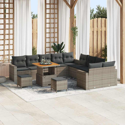 Gartensofa-set mit Kissen 17 pcs Grau Poly-Rattan