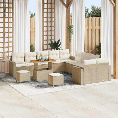 vidaXL Gartensofa-set mit Kissen 17 pcs Beige und Creme Poly-Rattan