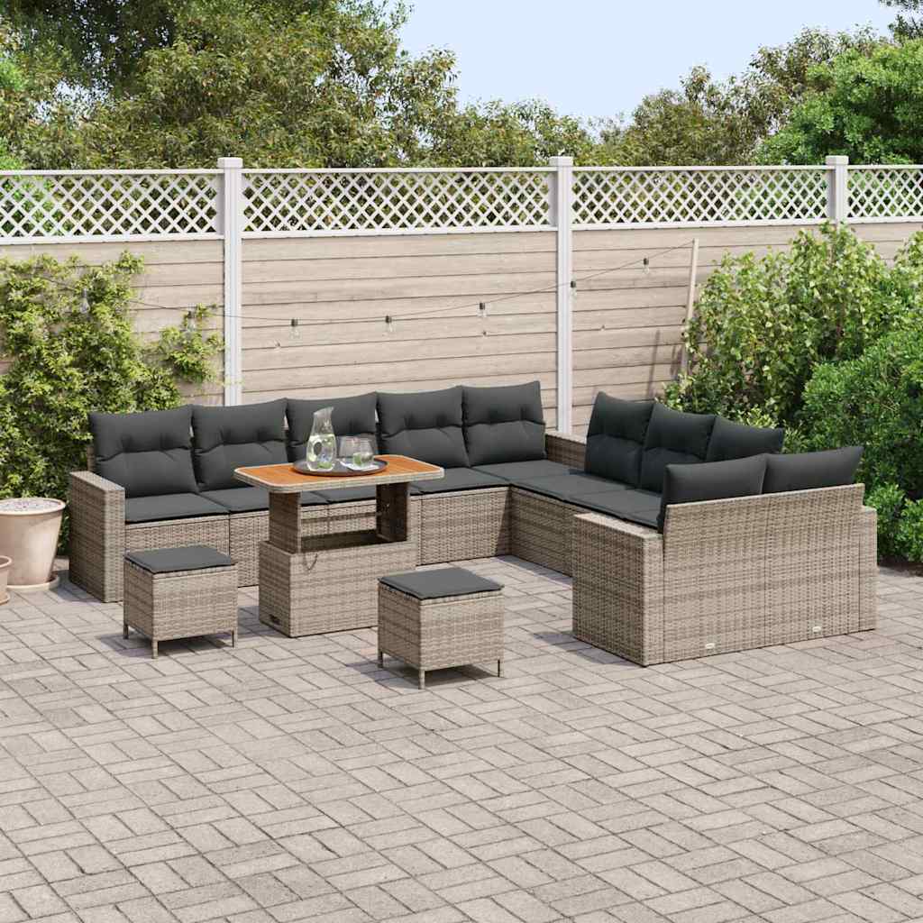 Gartensofa-set mit Kissen 17 pcs Grau Poly-Rattan