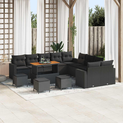 vidaXL Gartensofa-set mit Kissen 18 pcs Schwarz Poly-Rattan