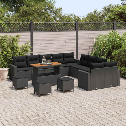 vidaXL Gartensofa-set mit Kissen 18 pcs Schwarz Poly-Rattan