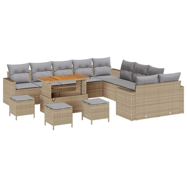 vidaXL Gartensofa-set mit Kissen 18 pcs Beige und Hellgrau Poly-Rattan