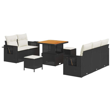 vidaXL Ensemble de canapé de jardin avec coussins 10 pcs Noir et crème Résine tressée