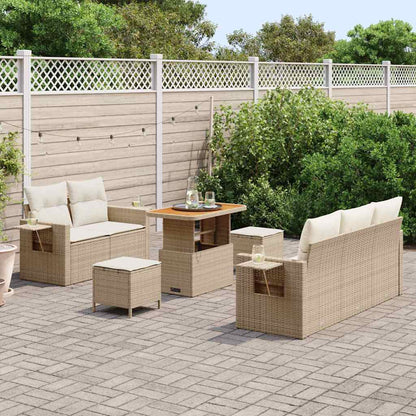 Gartensofa-set mit Kissen 10 pcs Beige und Creme Poly-Rattan