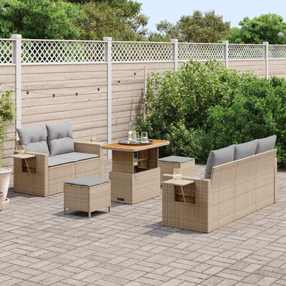 vidaXL Gartensofa-set mit Kissen 10 pcs Beige und Hellgrau Poly-Rattan