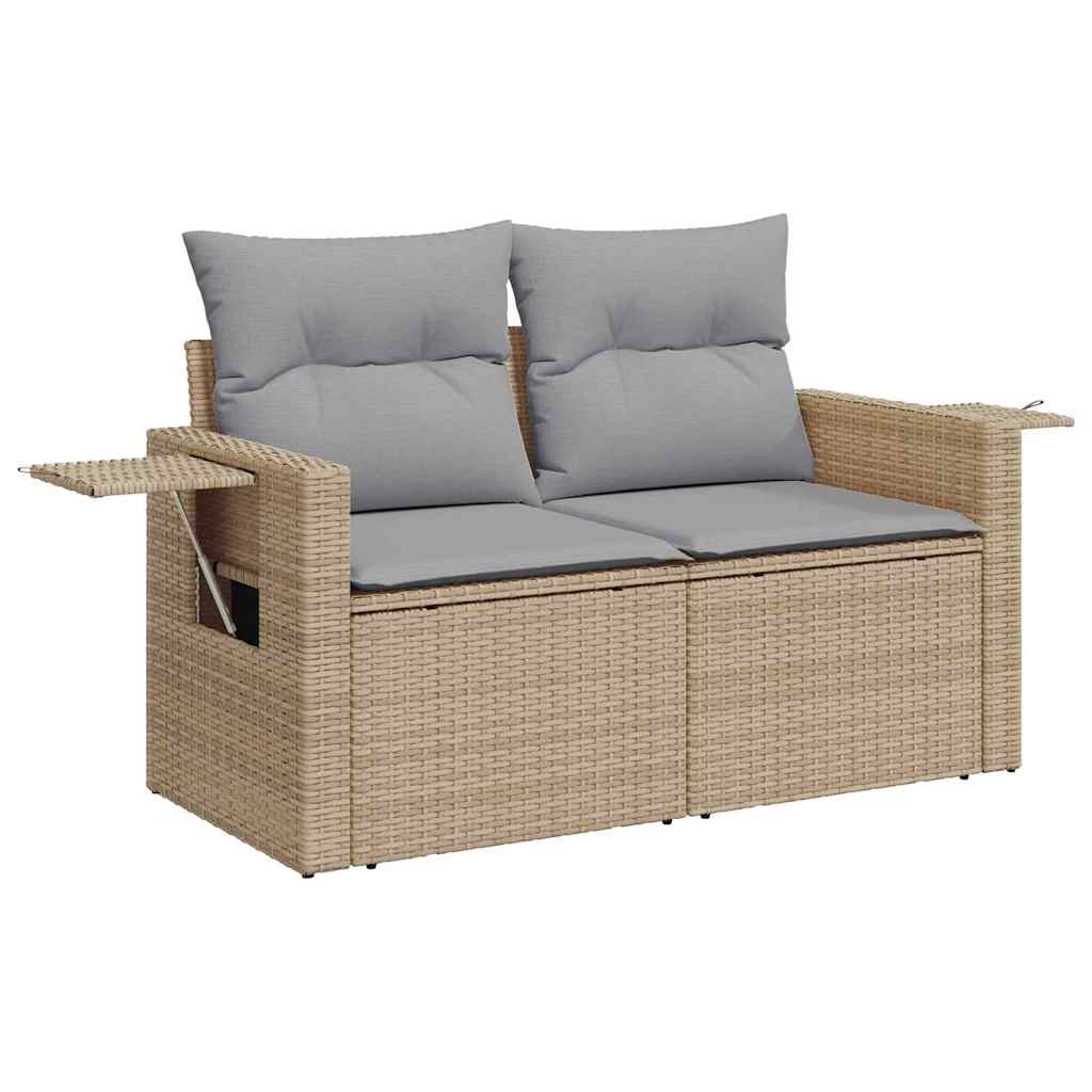vidaXL Gartensofa-set mit Kissen 10 pcs Beige und Hellgrau Poly-Rattan