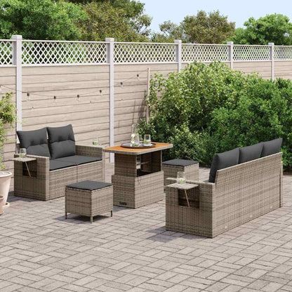 vidaXL Gartensofa-set mit Kissen 10 pcs Grau Poly-Rattan
