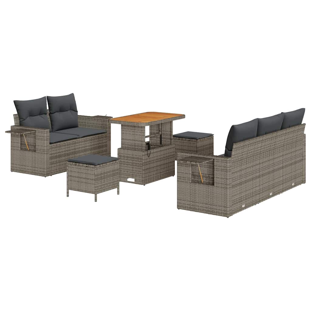 vidaXL Gartensofa-set mit Kissen 10 pcs Grau Poly-Rattan