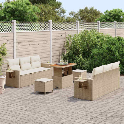 Garten-Sofa-Set mit Kissen mit Speicher 9 pcs Beige und Creme