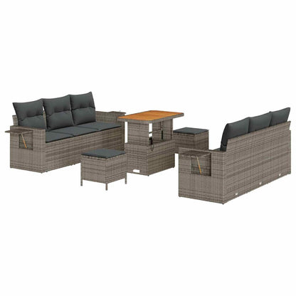 Garten-Sofa-Set mit Kissen mit Speicher 9 pcs Grau