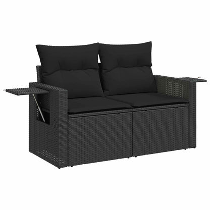 Garten-Sofa-Set mit Kissen mit Speicher 10 pcs Schwarz