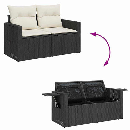 Garten-Sofa-Set mit Kissen 10 pcs Schwarz und Creme