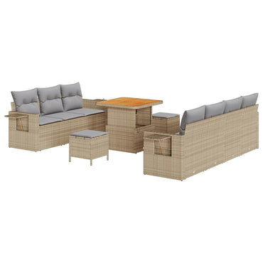 vidaXL Garten-Sofa-Set mit Kissen 10 pcs Beige und Hellgrau