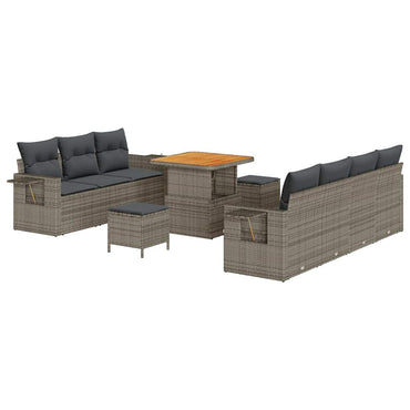 vidaXL Garten-Sofa-Set mit Kissen mit Speicher 10 pcs Grau