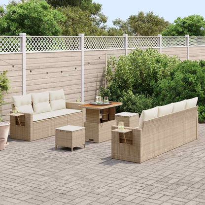 vidaXL Garten-Sofa-Set mit Kissen mit Speicher 10 pcs Beige und Creme