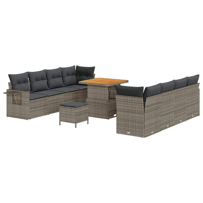 Gartensofa-set mit Kissen 11 pcs Grau Poly-Rattan
