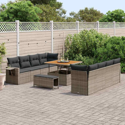Gartensofa-set mit Kissen 11 pcs Grau Poly-Rattan