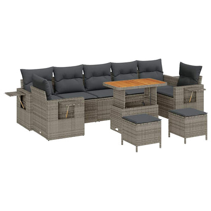 Gartensofa-set mit Kissen 13 pcs Grau Poly-Rattan