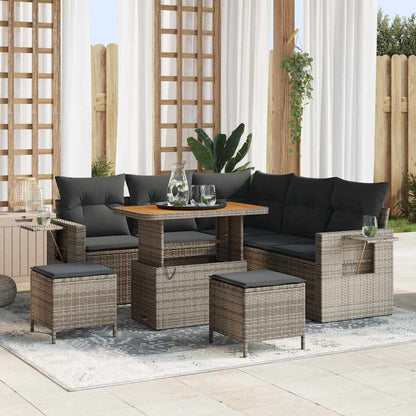 Gartensofa-set mit Kissen 9 pcs Grau Poly-Rattan