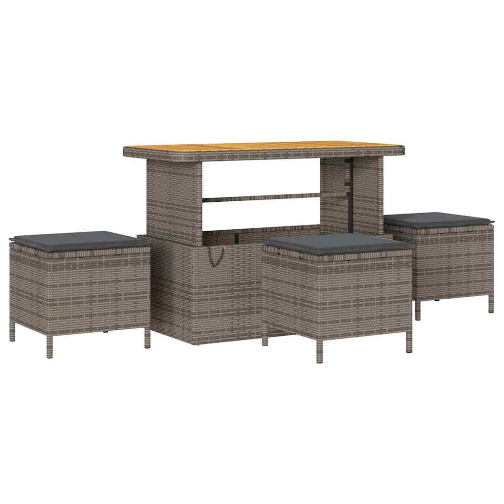 vidaXL Gartensofa-set mit Kissen 10 pcs Grau Poly-Rattan
