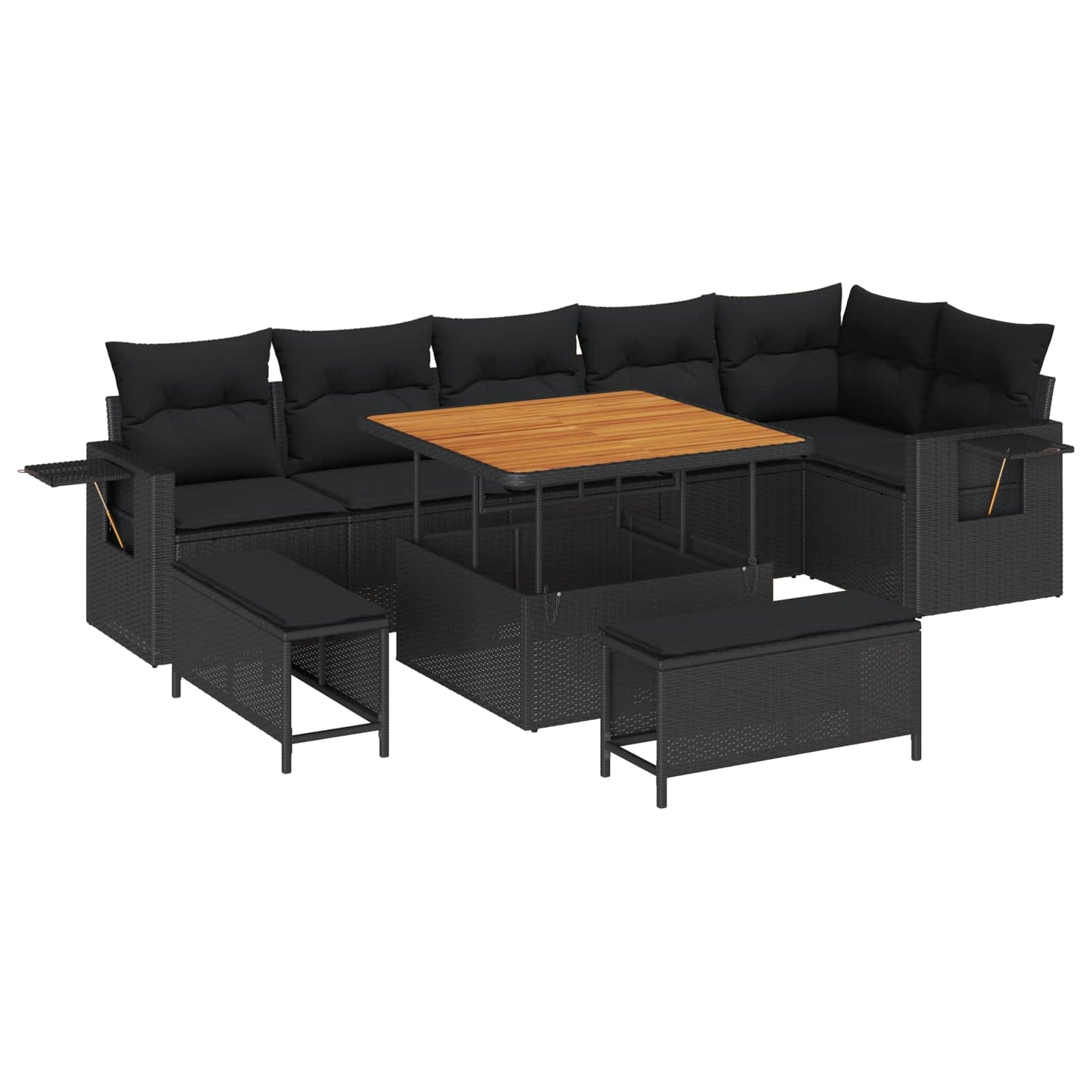 Gartensofa-set mit Kissen 11 pcs Schwarz Poly-Rattan