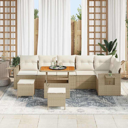 vidaXL Gartensofa-set mit Kissen 11 pcs Beige und Creme Poly-Rattan