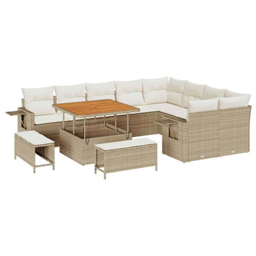 vidaXL Salon de jardin avec coussins 12 pcs Beige et Crème résine tressée