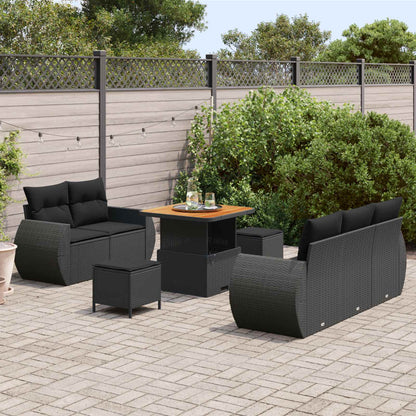Gartensofa-set mit Kissen mit Kissen 8 pcs Schwarz Poly-Rattan