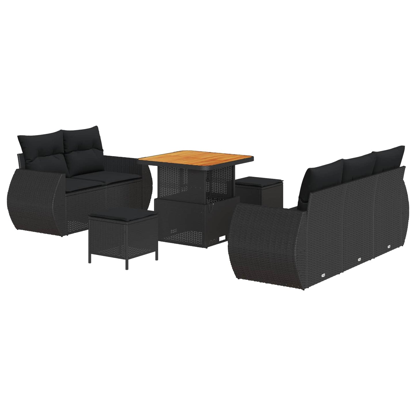 Gartensofa-set mit Kissen mit Kissen 8 pcs Schwarz Poly-Rattan