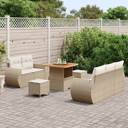 Gartensofa-set mit Kissen 8 pcs Beige und Creme Poly-Rattan