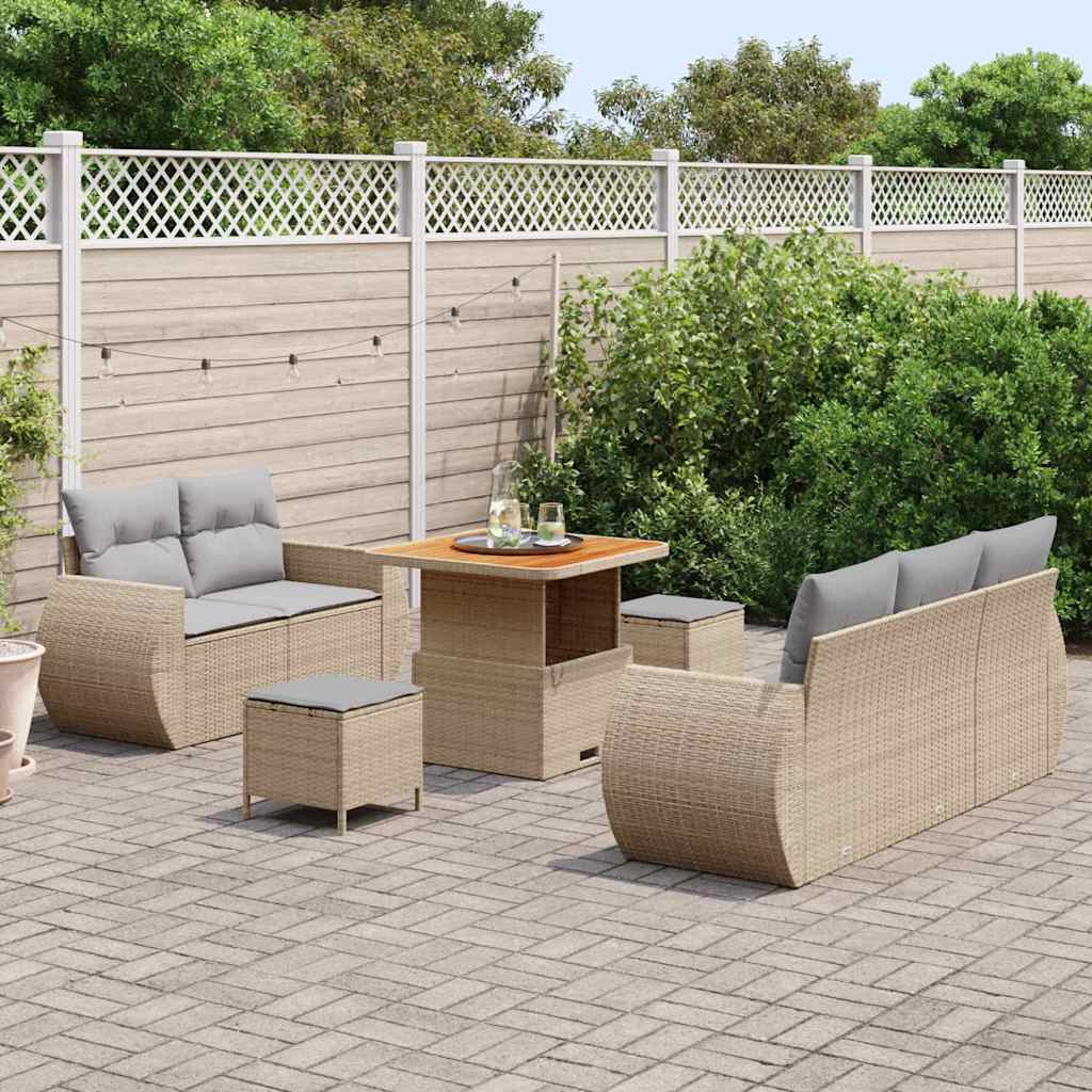 vidaXL Gartensofa-set mit Kissen 8 pcs Beige und Hellgrau Poly-Rattan