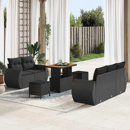 vidaXL Gartensofa-set mit Kissen mit Kissen 8 pcs Schwarz Poly-Rattan