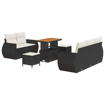 vidaXL Ensemble de canapés de jardin avec coussins 8 pcs Noir et crème Résine tressée
