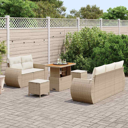 Gartensofa-set mit Kissen 8 pcs Beige und Creme Poly-Rattan