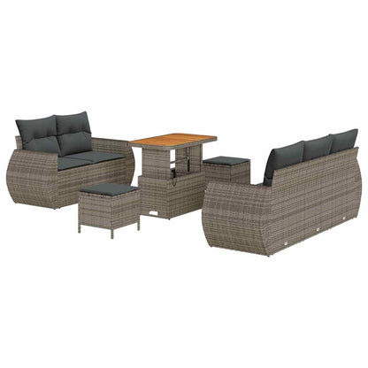 vidaXL Ensemble de canapés de jardin avec coussins et rangement 8 pcs Gris Poly-rotin