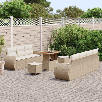 Gartensofa-set mit Kissen 10 pcs Beige und Creme Poly-Rattan