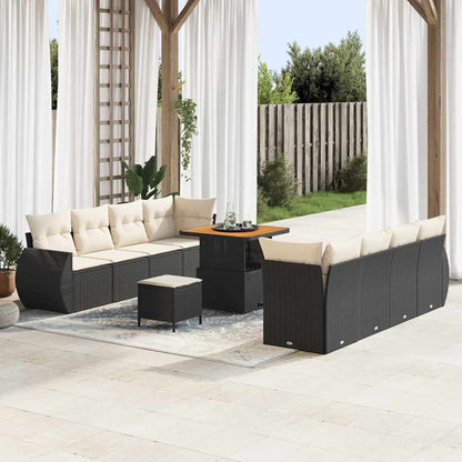 vidaXL Garten-Sofa-Set mit Speicher 11 pcs Schwarz Poly Rattan