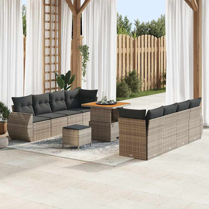 Garten-Sofa-Set mit Speicher 11 pcs Grau Poly Rattan