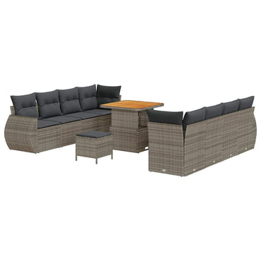 vidaXL Garten-Sofa-Set mit Speicher 11 pcs Grau Poly Rattan