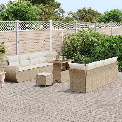 vidaXL Ensemble de canapés de jardin avec rangement 11 pcs Beige Résine tressée