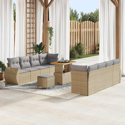 vidaXL Ensemble de canapé de jardin avec rangement 11 pcs Beige Résine tressée