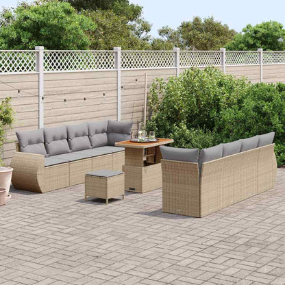 vidaXL Ensemble de canapé de jardin avec rangement 11 pcs Beige Résine tressée